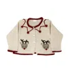 Melange Collection Unisex Knit Reindeer Cardigan In Light Beige