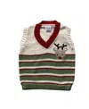 Melange Collection Unisex Knit Reindeer Vest In Light Beige