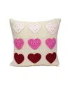 Melange Collection Valentine Hearts Pillow, 10 X 10 In Light Beige