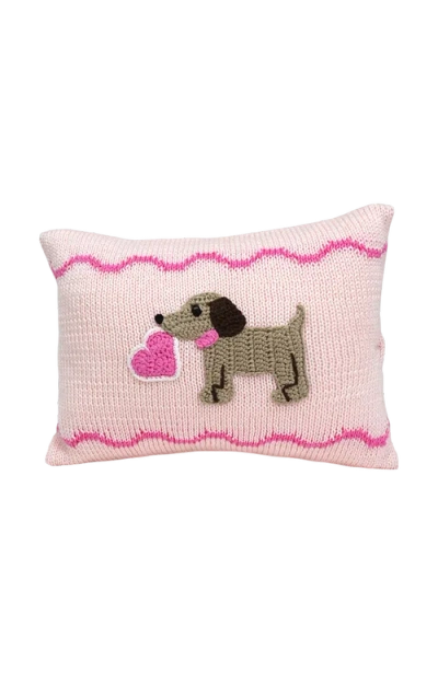 Melange Collection Valentine Puppy Dog Mini Pillow In Pink