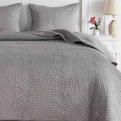 Melange Cotton Wave Hand Stitch Voile Quilt Set In Silver