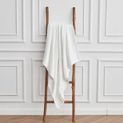Melange Diamond Rayon From Bamboo Cotton Blanket In White