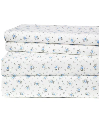 Melange 200tc Percale La Fleur Sheet Set In Blue