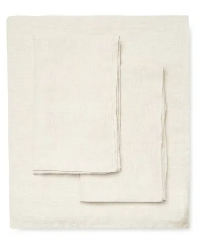 Melange Linen Self Hem Sheet Set In Beige