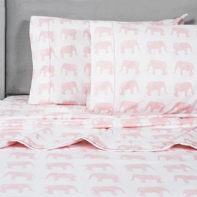 Melange Elephant 400 Thread Count 100% Cotton Sheet Set In Pink