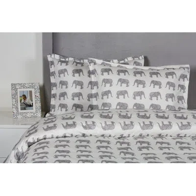 Melange Elephant Elephant Duvet Cover Set In Gray
