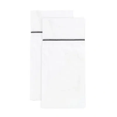Melange Euston Cotton Percale 300 Thread Count Embroidered Pillowcase In Ivory