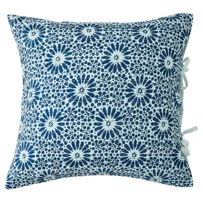 Melange Handstitched Flower Kantha Sham In Blue