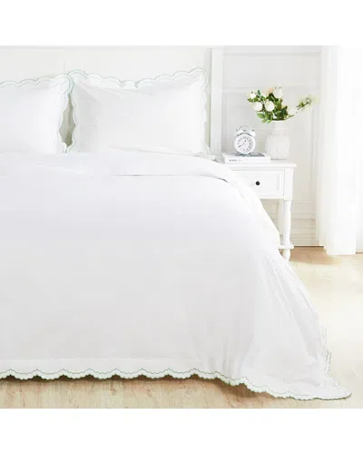 Melange Mélange Home 300 Thread Count Double Scalloped Embroidery Duvet Set In White