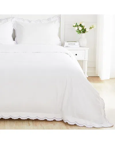 Melange Mélange Home 300 Thread Count Double Scalloped Embroidery Duvet Set In White