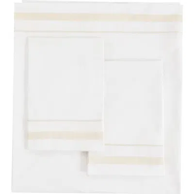 Melange Home 300 Thread Count Percale Border Sheet Set In White
