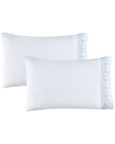 Melange Home Mélange Home Percale Baby's Breath Embroidery Pillowcases In Blue