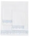 Melange Mélange Home 300 Thread Count Percale Cotton Baby's Breath Embroidery Sheet  Set