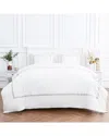 Melange Home 300 Thread Count Percale Cotton Classic Double Border Duvet Set In Grey