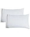 Melange Home 300 Thread Count Percale Cotton Classic Double Border Pillowcases In Grey