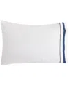 Melange Home 300 Thread Count Percale Cotton Classic Double Border Pillowcases In Navy