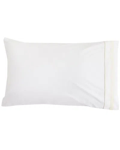 Melange Home 300 Thread Count Percale Cotton Classic Double Border Pillowcases In White