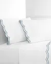Melange Home 300 Thread Count Percale Cotton Double Scalloped Embroidered Sheet Set