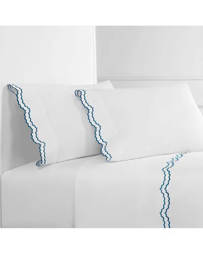 MELANGE MÉLANGE HOME 300 THREAD COUNT PERCALE COTTON DOUBLE SCALLOPED EMBROIDERY SHEET  SET