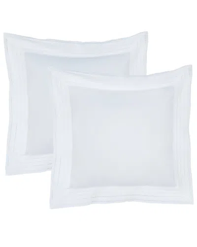 Melange Home Mélange Home 300 Thread Count Percale Cotton Elizabeth Lace Embroidery Euro  Shams In White