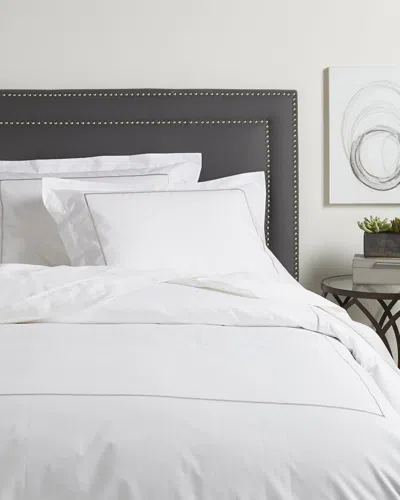 Melange Home 300 Thread Count Percale Single Embroidered Stripe Duvet Set In Gray