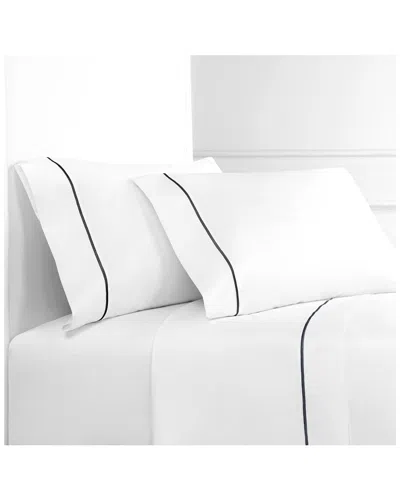 Melange Home 300 Thread Count Percale Single Embroidered Stripe Sheet Set