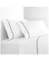 Melange Home 300 Thread Count Percale Single Embroidered Stripe Sheet Set In Multi