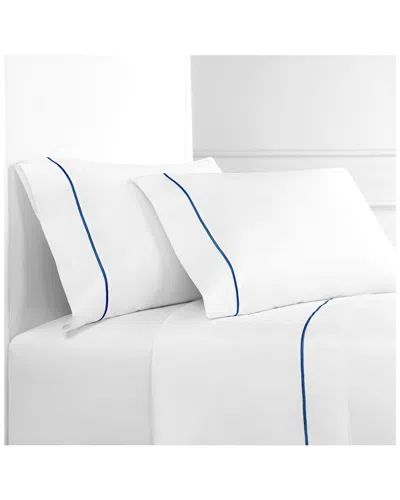 Melange Home 300 Thread Count Percale Single Embroidered Stripe Sheet Set In Multi