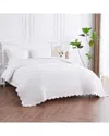 Melange Mélange Home 300 Thread Count Scallop Frame Embroidery Percale Cotton Duvet  Set