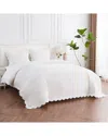 Melange Mélange Home 300 Thread Count Scallop Frame Embroidery Percale Cotton Duvet  Set In White