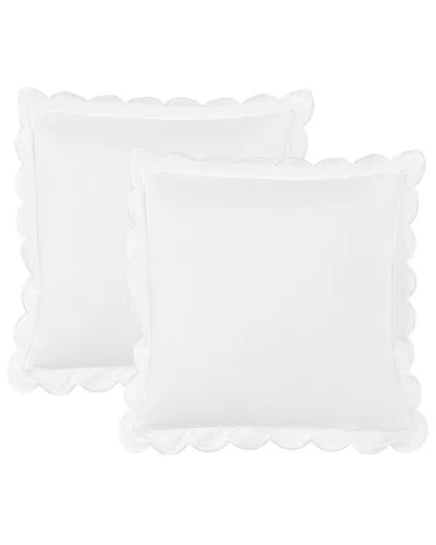 Melange Mélange Home 300 Thread Count Scallop Frame Embroidery Percale Cotton Euro  Shams In White