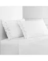 Melange 300tc Percale Cotton Double Ruffle Pillowcase Set In White