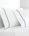 Melange Mélange Home 300tc Percale Cotton Single Marrow Embroidered Pillowcases In Blue