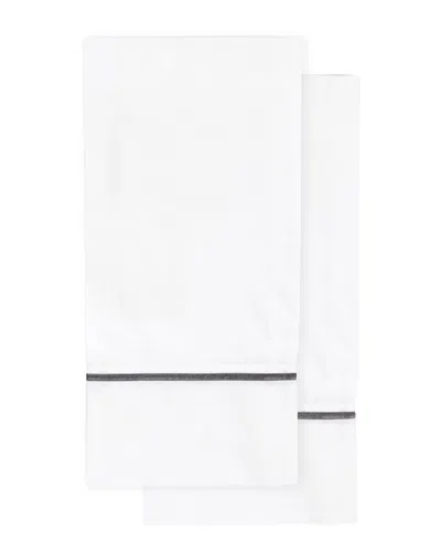 Melange Mélange Home 300tc Percale Cotton Single Marrow Embroidered Pillowcases In White