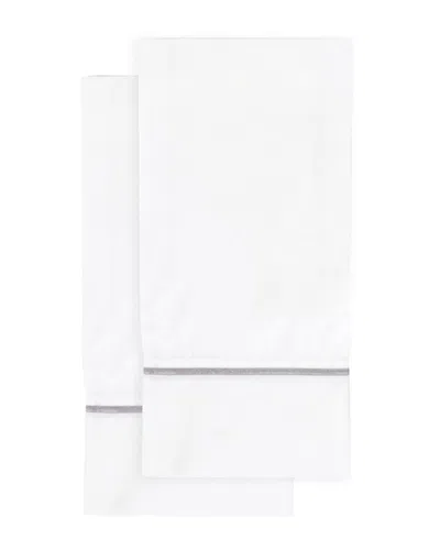 Melange Mélange Home 300tc Percale Cotton Single Marrow Embroidered Pillowcases In Grey
