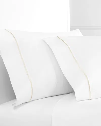 Melange Mélange Home 300tc Percale Cotton Single Marrow Embroidered Pillowcases In White