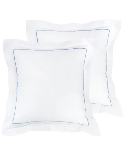 Melange Mélange Home 300tc Percale Cotton Single Marrow Embroidered Shams In Blue