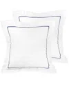 Melange Mélange Home 300tc Percale Cotton Single Marrow Embroidered Shams In Blue