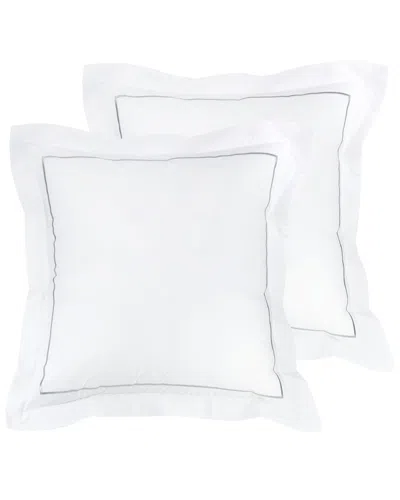 Melange Mélange Home 300tc Percale Cotton Single Marrow Embroidered Shams In Grey