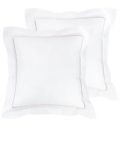 Melange Home Mélange Home 300tc Percale Cotton Single Marrow Embroidered Shams In Pink