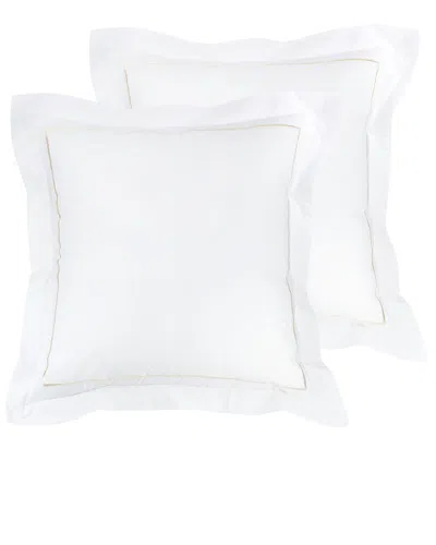 Melange Mélange Home 300tc Percale Cotton Single Marrow Embroidered Shams In White