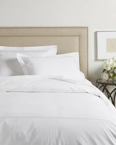 Melange Home Mélange Home 300tc Percale Single Embroidered Stripe Duvet Set In White