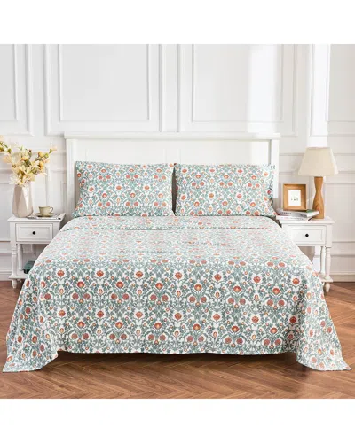 Melange Mélange Home 400 Thread Count Arts & Crafts Floral Sheet Set In Multi