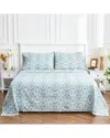 Melange Mélange Home 400 Thread Count Arts & Crafts Floral Sheet Set In Blue