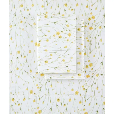Melange Home 400 Thread Count Butter Floral 4-piece Sheet Set In Yellow 2