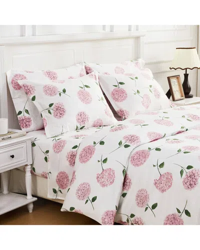 Melange Mélange Home 400 Thread Count Print Hydrangea Sheet Set In Pink