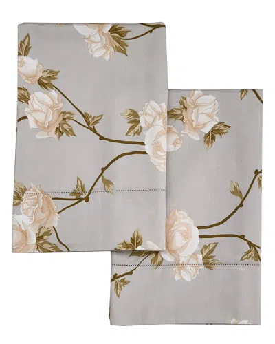 Melange Mélange Home 400tc Sateen Cotton Alabaster Rose Pillowcases In White