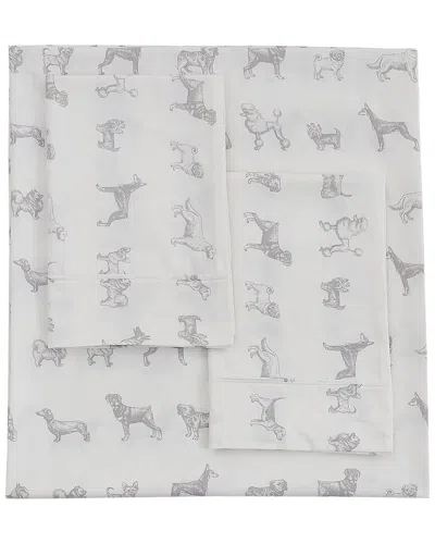 MELANGE MELANGE HOME 400 THREAD COUNT SATEEN COTTON DOG CLASSIC PLEAT SHEET SET