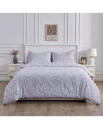 Melange Home 400 Thread Count Sateen Cotton Kyoto Duvet Set In Blue