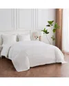 Melange Home 600 Thread Count Framed Embroidery Sateen Cotton Duvet Set In White